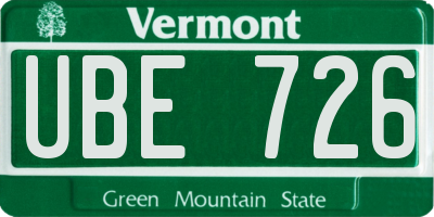 VT license plate UBE726