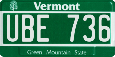VT license plate UBE736