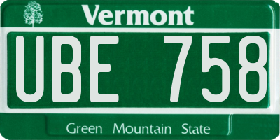 VT license plate UBE758
