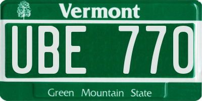 VT license plate UBE770