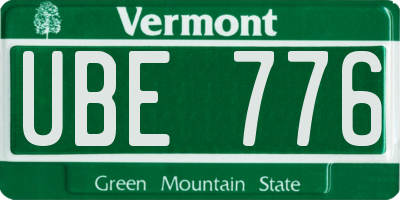 VT license plate UBE776