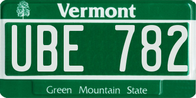 VT license plate UBE782