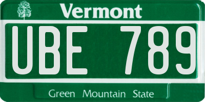 VT license plate UBE789