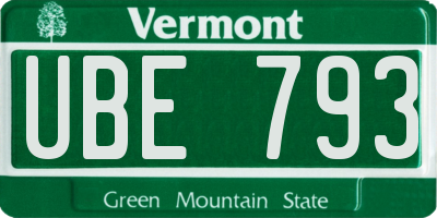 VT license plate UBE793