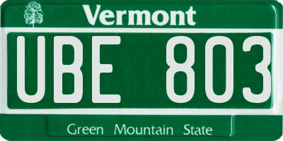 VT license plate UBE803