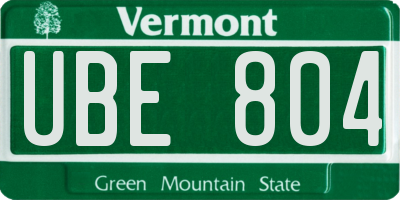 VT license plate UBE804