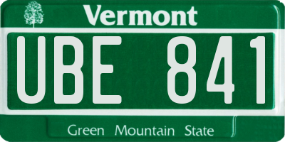 VT license plate UBE841
