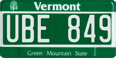 VT license plate UBE849