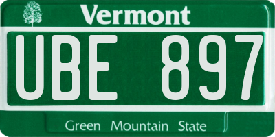 VT license plate UBE897