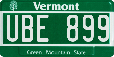 VT license plate UBE899