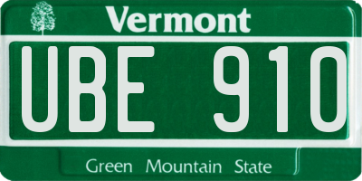 VT license plate UBE910
