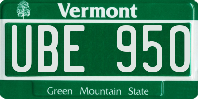 VT license plate UBE950