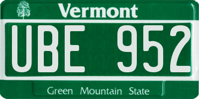 VT license plate UBE952