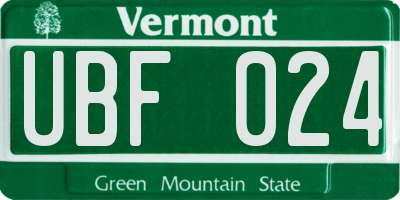VT license plate UBF024