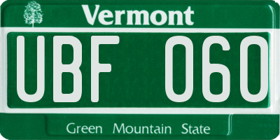 VT license plate UBF060