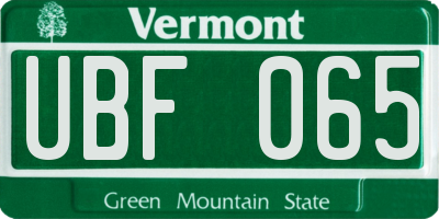 VT license plate UBF065