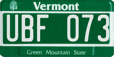 VT license plate UBF073