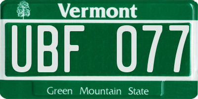 VT license plate UBF077