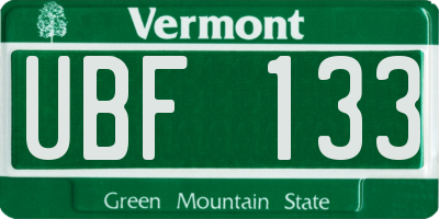 VT license plate UBF133