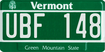 VT license plate UBF148
