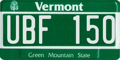 VT license plate UBF150