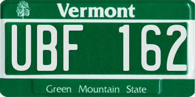 VT license plate UBF162
