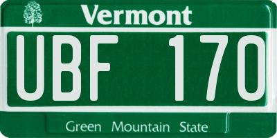 VT license plate UBF170