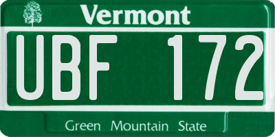 VT license plate UBF172