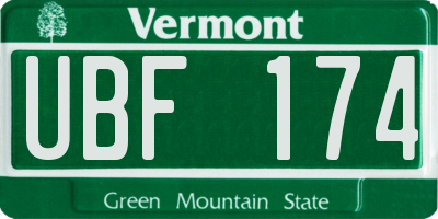 VT license plate UBF174