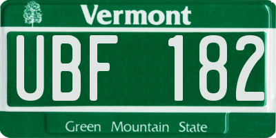 VT license plate UBF182