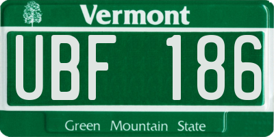VT license plate UBF186