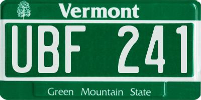 VT license plate UBF241
