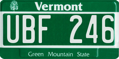 VT license plate UBF246