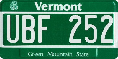 VT license plate UBF252