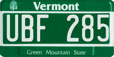 VT license plate UBF285