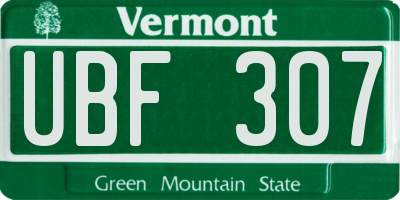 VT license plate UBF307