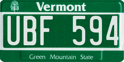 VT license plate UBF594