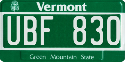 VT license plate UBF830