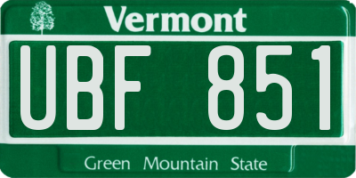 VT license plate UBF851