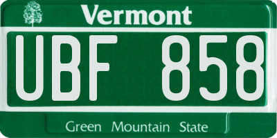 VT license plate UBF858