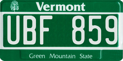 VT license plate UBF859