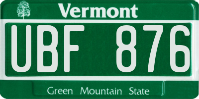 VT license plate UBF876