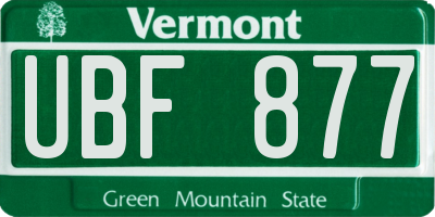 VT license plate UBF877