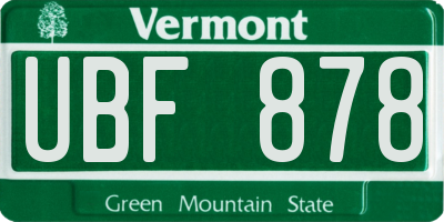 VT license plate UBF878