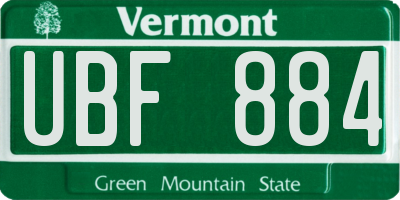 VT license plate UBF884