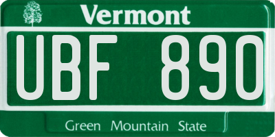 VT license plate UBF890