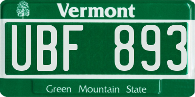 VT license plate UBF893