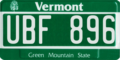 VT license plate UBF896