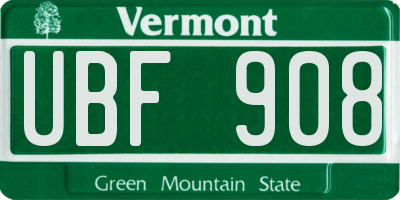 VT license plate UBF908