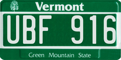 VT license plate UBF916